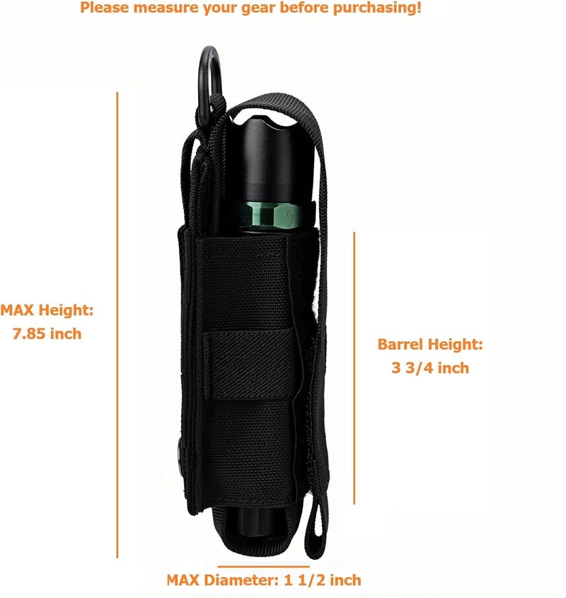 Dotacty Tactical Flashlight Holster MOLLE Torch Holder MK4 OC/Mace Pepper Spray Canister Carrier EDC Flash Light Pouch Multitool Case with Strap&Snap Clip for Duty/Combat Belt Backpack Vest Chest Rig - Image 2